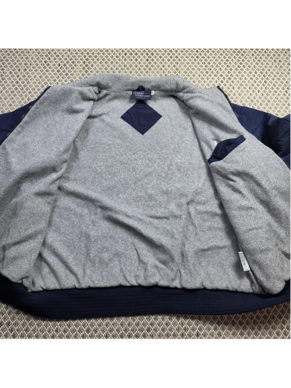 Vintage Polo Ralph Lauren USA Fleece Lined Bomber Jacket Men’s XL Navy Full Zip